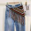 Bohemian Crochet Tassel Waist Scarf Adjustable Fringe Layering Accessory for Women