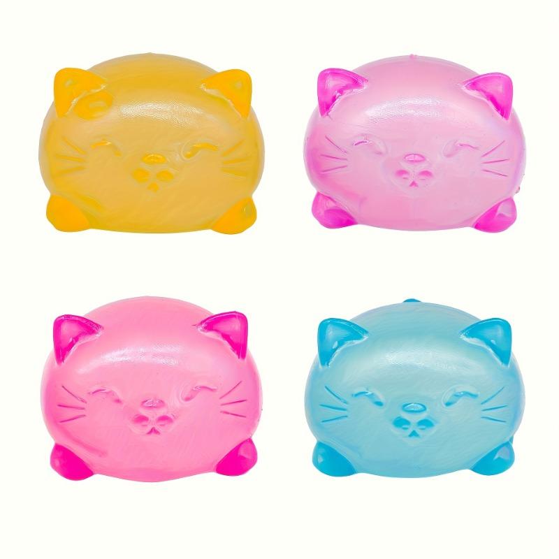 Cute Cat Squishy Stress Ball Transparent Squeeze Fidget Toy for Anxiety Relief