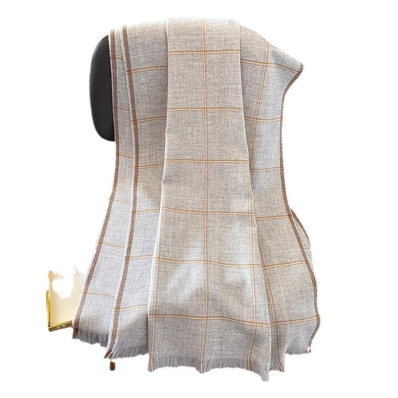 Commuting Fashion Minimalist Plaid Wool Scarf Women's Autumn and Winter New Warm Scarf Versatile Simple High End Shawl
