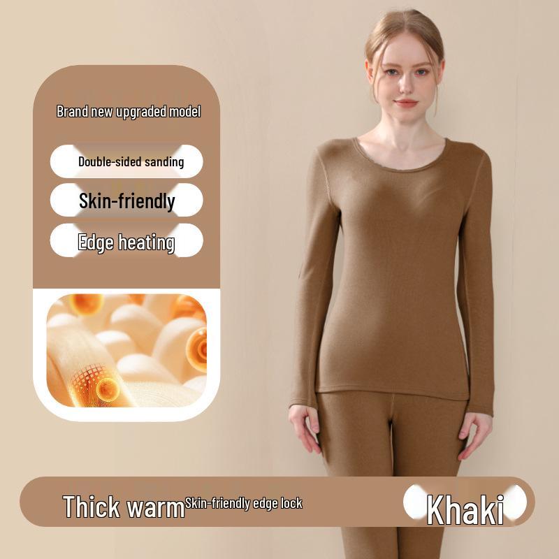 2025 Neue Wolle Seide Doppelseitiges Fleece Unterwäsche Set für Damen und Herren - Warme Herbstkleidung