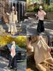 Baishiwang Women's High-Waisted A-Line Pleated Skirt, Autumn/Winter Long Loose Slimming Design.