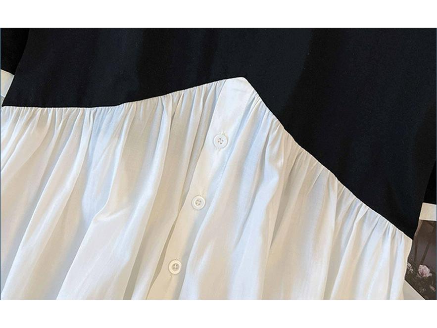 Plus Size Irregular Patchwork Dress - Short-Sleeved Summer Top for Women (120-350 Jin)