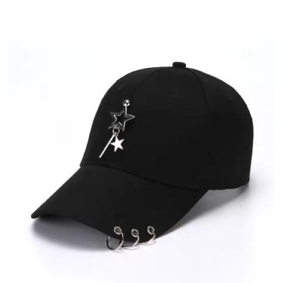 Baseball Cap Hat Metal Ring Chain Spring Summer Autumn Punk Hip Hop Rock Adjustable Unisex Men Women Outdoor Casual Cotton