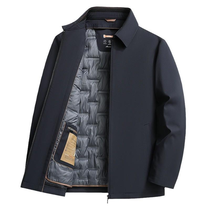 Men's Winter Lightweight White Duck Down Lapel Jacket - Middle-aged Business Luxury Outerwear