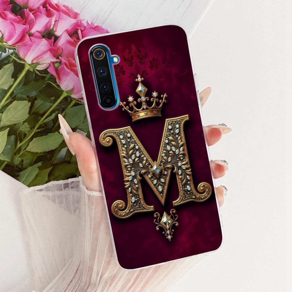 For Realme 6 Pro Case RMX2061 RMX2063 Cover Fashion A Z Initial Letter Soft Slim Silicone Funda For Realme 6 6S 6i Realme6 Shell
