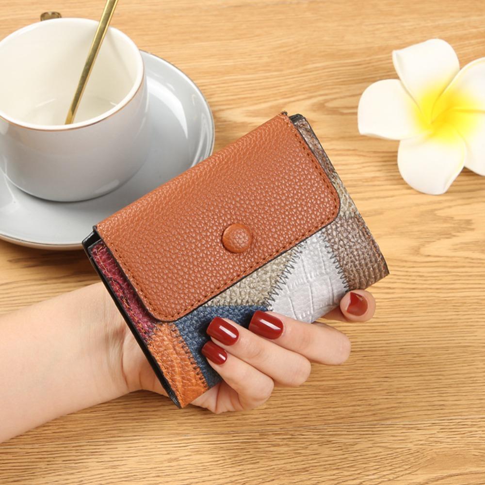 New PU Leather Short Wallet Small Zipper Card Holder Money Bag Women