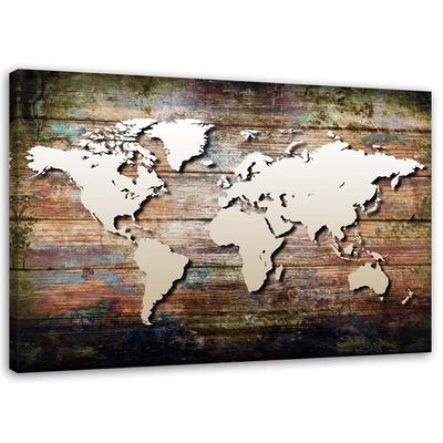 Canvas Print World Map Vintage Retro