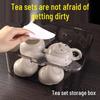 Dustproof Transparent Tea Set Storage Box with Lid for Tea Leaves, Cups, and Kung Fu Teapot Shelf.