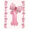 2pcs/Set 32" Pearlescent Pink Number & Bow Foil Balloon, Suitable For Birthday, Valentine's Day, Anniversary Party Decorations