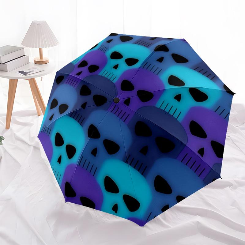1pc Skulls Automatic Open/close Folding Umbrella, Compact Portable Travel Umbrella  yy251230165
