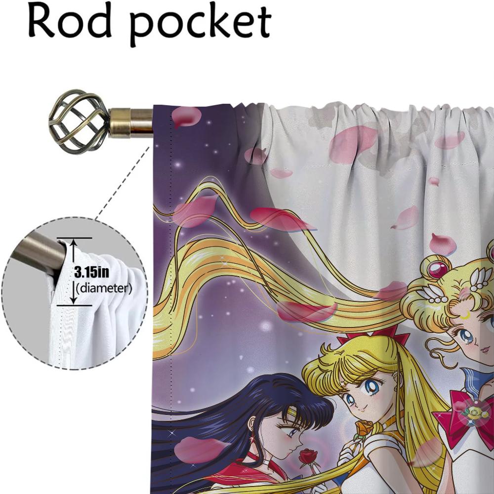 Anti-mosquito Curtains for Living Room Curtain Sailormoon Home Interior Curtains 2 Pieces Halloween Decoration Tulle for Bedroom