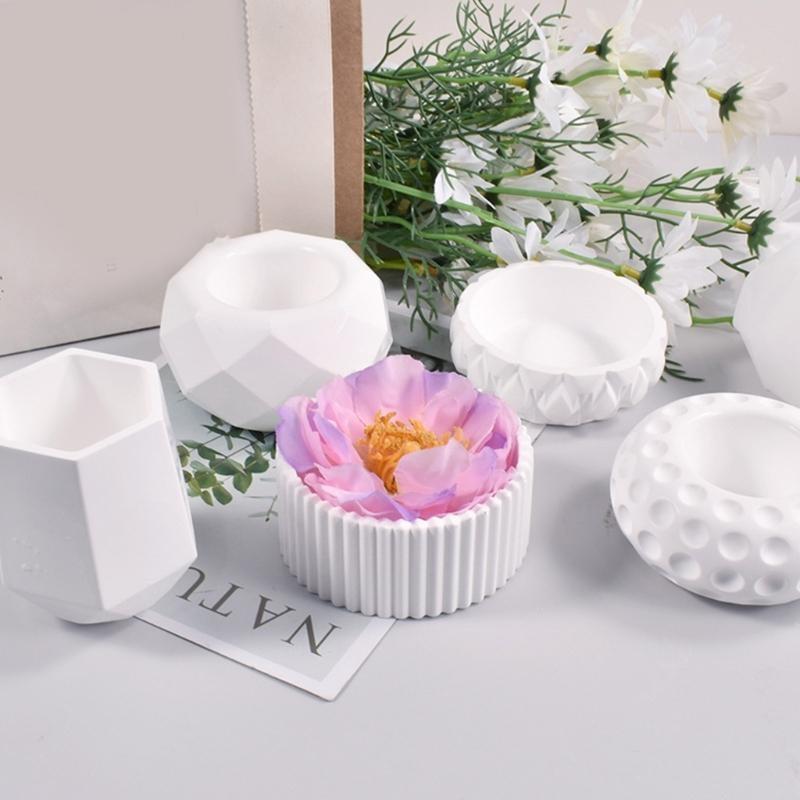 91AC Planter Pot Mould DIY Craft Molds Polygonal Plant Molds Handmade Craft