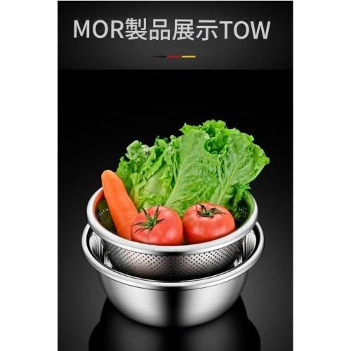 XWBD 2-Piece Stainless Steel Strainer Bowl Set, Stackable Storage, Integrated Strainer and Bowl, Stylish Kitchen Utensil (26cm)