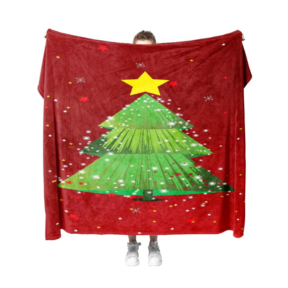 Tuniu Plush Cozy Throw Blanket with Christmas Tree Print for Sofa Bed Bedroom Home Decoration
