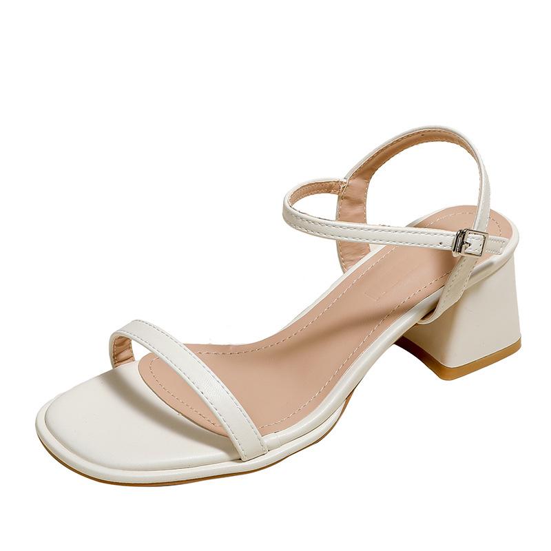 Sandali Peep-Toe con Tacco Chunky Stile Fatato - Calzature Estive da Donna Morbide, Comode, Senza Tallone, a Fascia Singola.