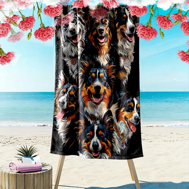 Pitbull Yorkshire Print Beach Towel, Large Soft Quick Dry Towel for Beach Camping Swimming