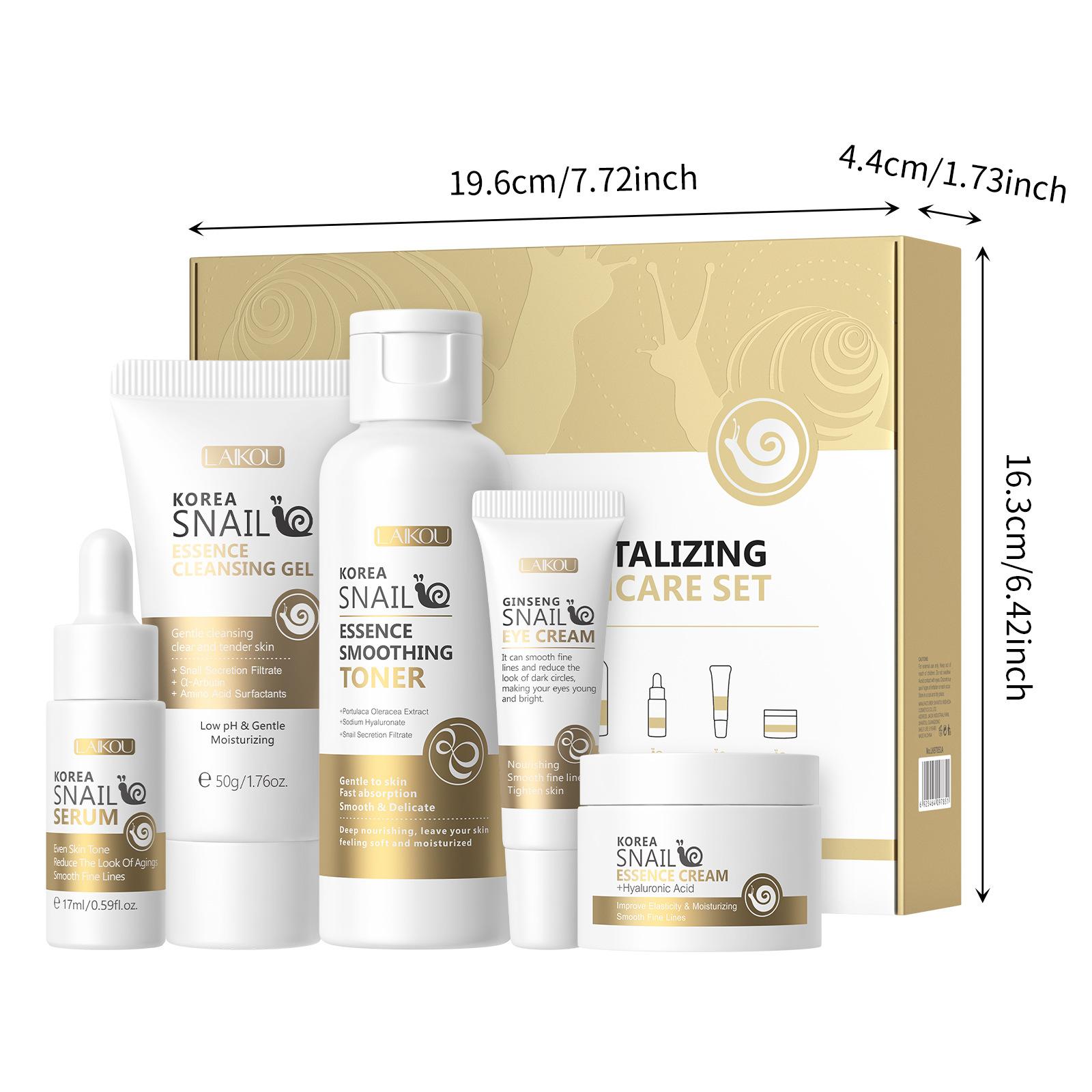 

LAIKOU Snail Skincare Набор из 5 предметов для ухода за лицом для улучшения тона кожи 5-piece set