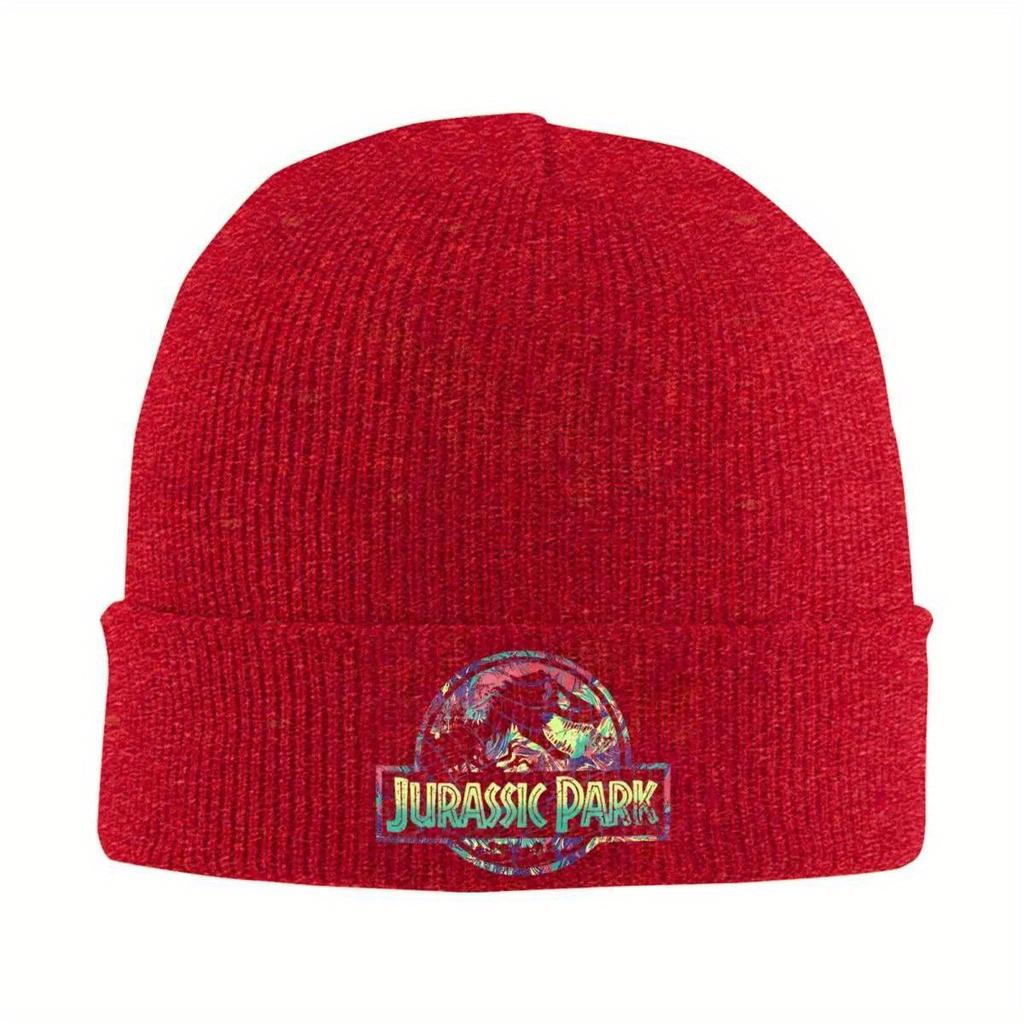 Jurassic Park Distressed Dino Movie Logo Knitted Hat for Women Men Beanie Autumn Winter Hats Acrylic Hip Hop Melon Cap