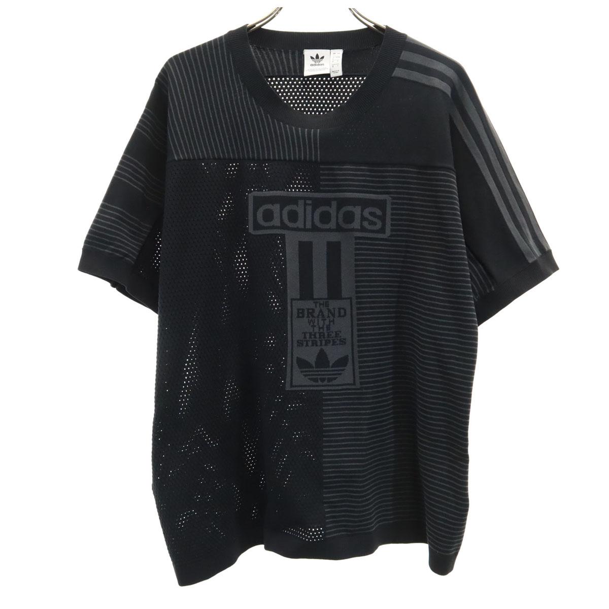 

adidas Originals Trefoil logo Short sleeve mesh T-shirt L black Women Used