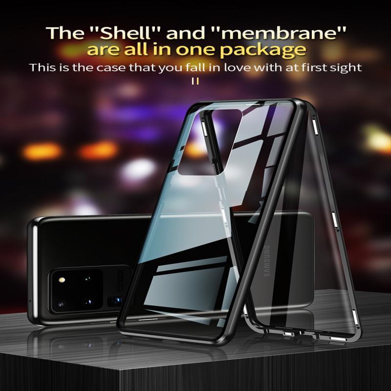 Doppelseitiges gehärtetes Glas Magnetische Adsorption Metallgehäuse für Samsung S23 S24 Ultra S22Plus S21 S20 S23FE Vollschutzhülle