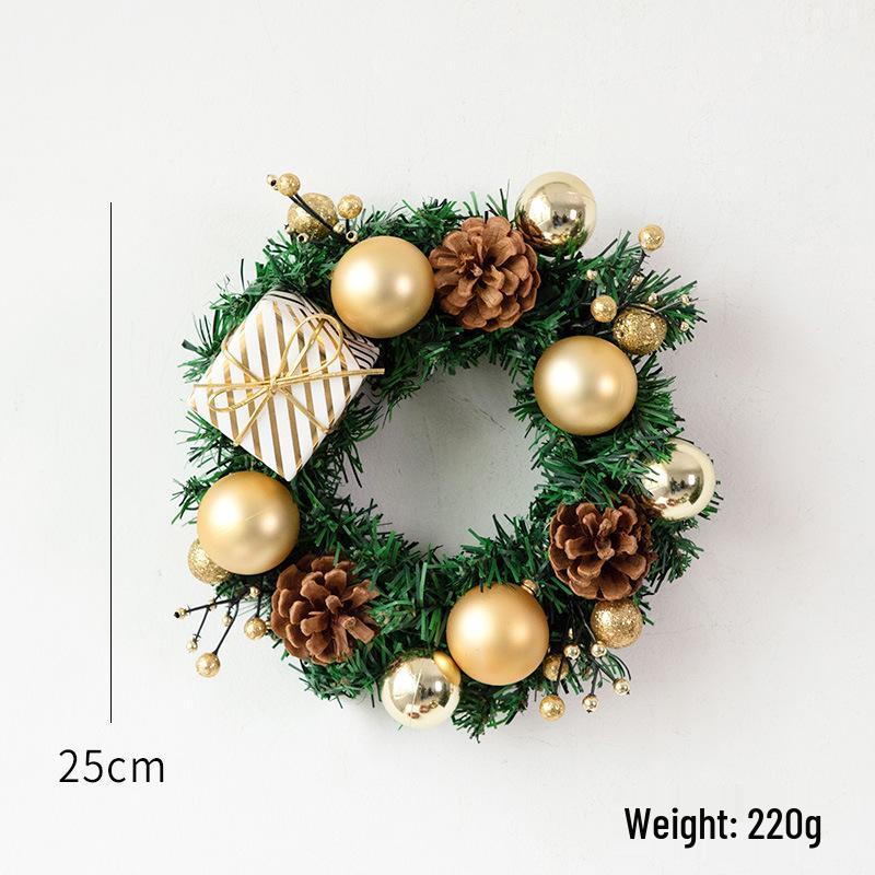 NUCHI 45cm Christmas Gift Bag & Wreath Door Hanger with 25/35cm Rattan Ring Ornaments.