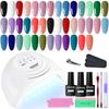 20 Colors Gel Polish Set with UV Lamp Base Coat Matte Top Coat Fast Curing Complete Nail Art Kit