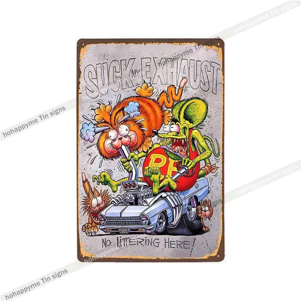 Decor Rat Fink Metal Vintage Sign Retro Decorative Plaque Garage Man Cave Bar Pub Club Tin Painting Home Living Poster 20x30c