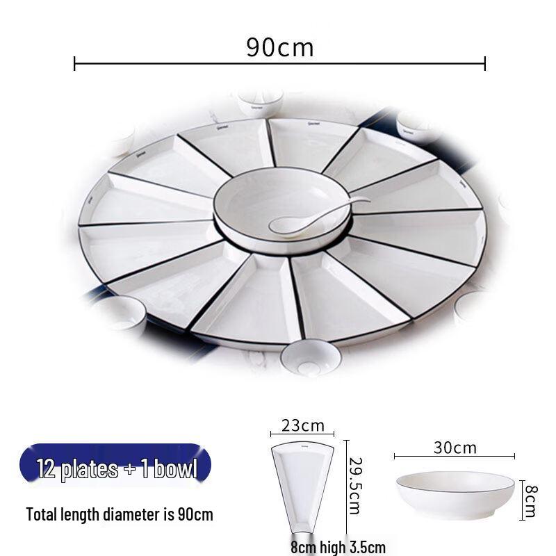 Nordic Ceramic Fan-Shaped 3-Compartment Serving Platter