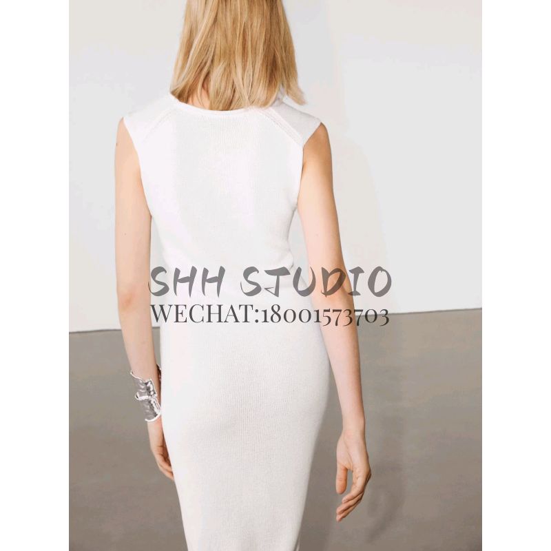 MD Spring New Cold White Noise Wind Clear Cold Feeling Comfortable Pure Cotton U-Collar Vest Dress 6600530