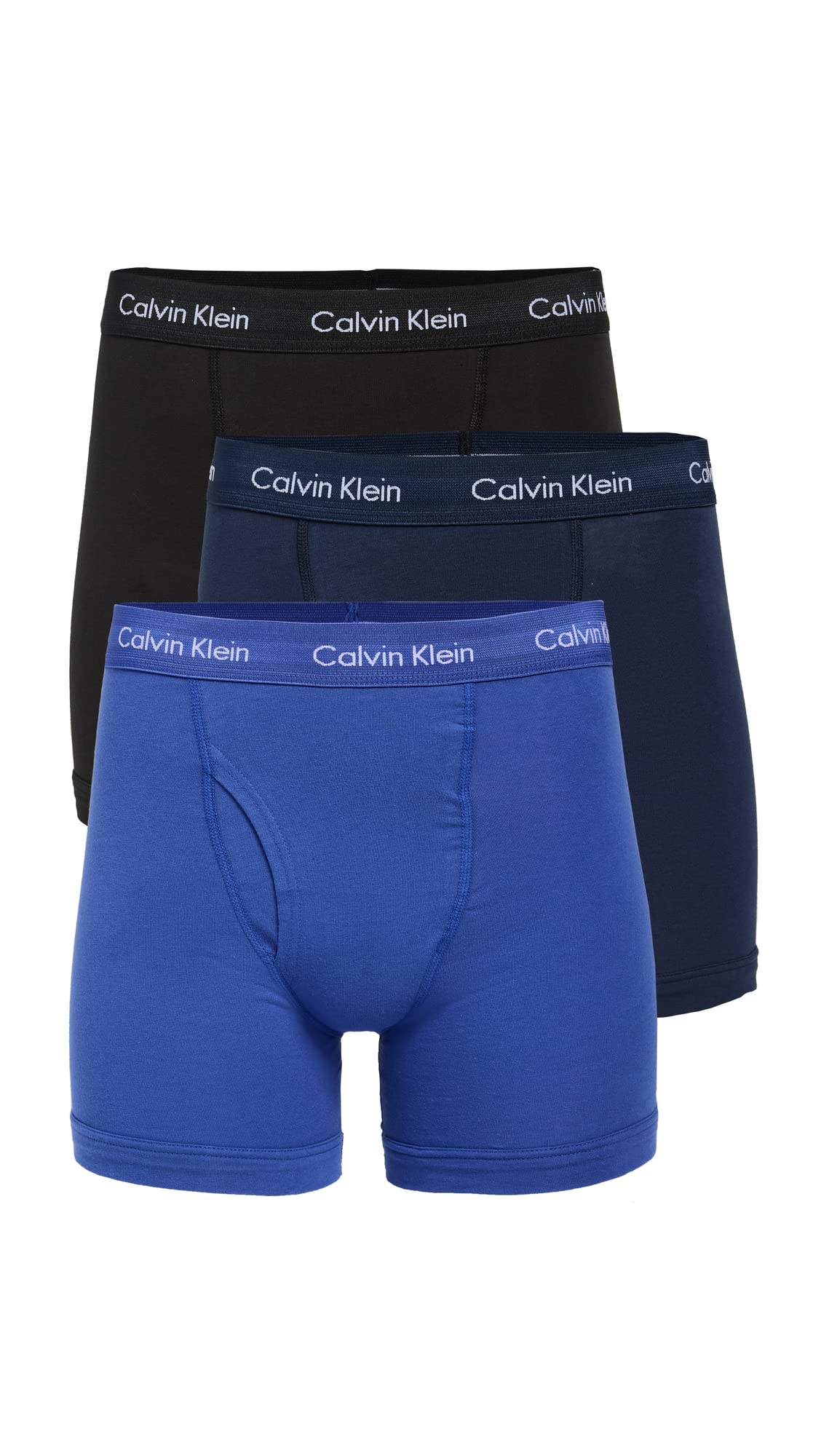 Boxer Briefs Long Boxer Plain Long Black CK Cotton Stretch Black [Calvin Klein] Men s 3-Pack, Briefs, Logo, Length, 3-Pack Set, & White, Underwear,