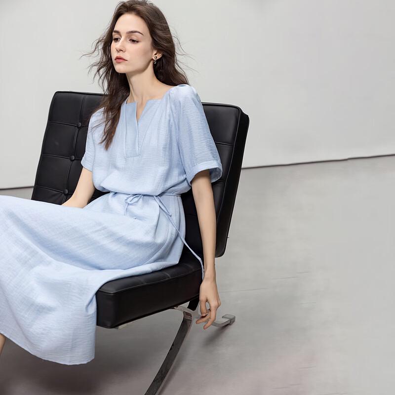 Demana Natural Aurora Linen Blend Straight Dress M