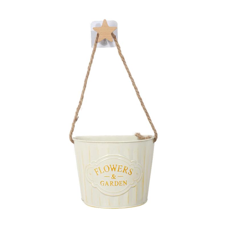 

Semi Round Hanging Flower Pot Plant Bucket Retro Iron Art Wall Mounted Planter Handmade Wear-resistant Flower Container белый