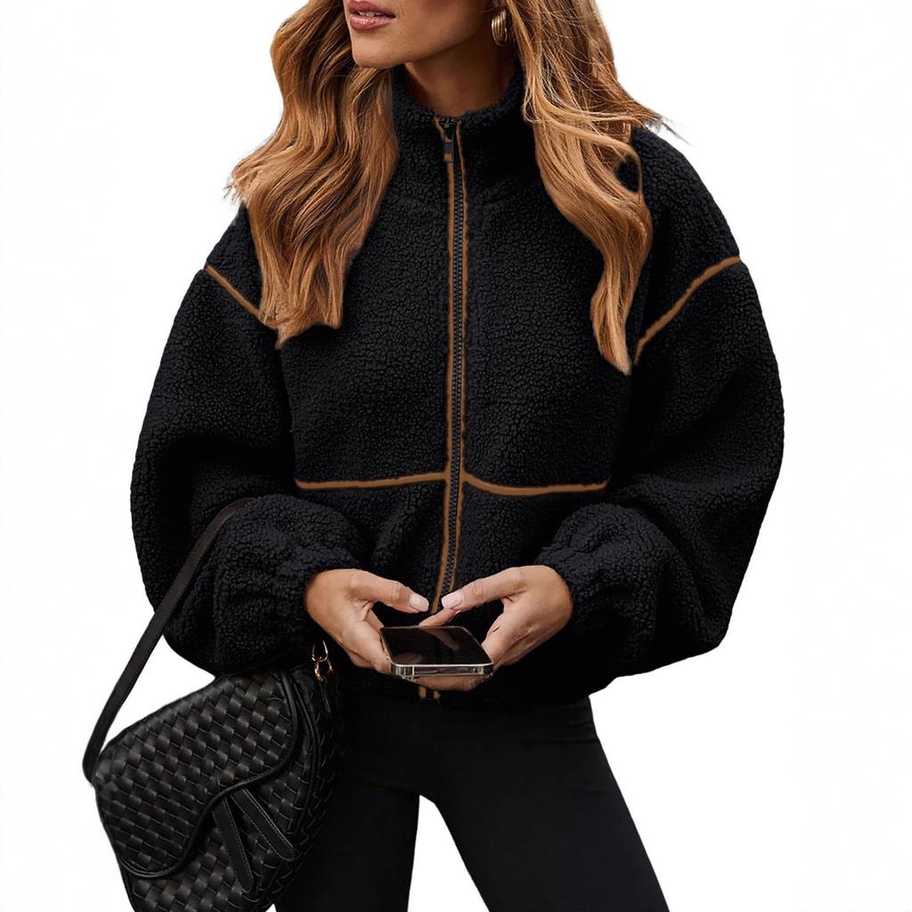 Women's Faux Fur Collar Zip Front Padded Jacket