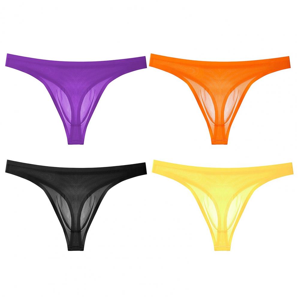 Men Thong Low-rise Solid Color Slim Fit Panties 3D U-Convex Breathable Smooth Lines Comfortable Waistband Briefs