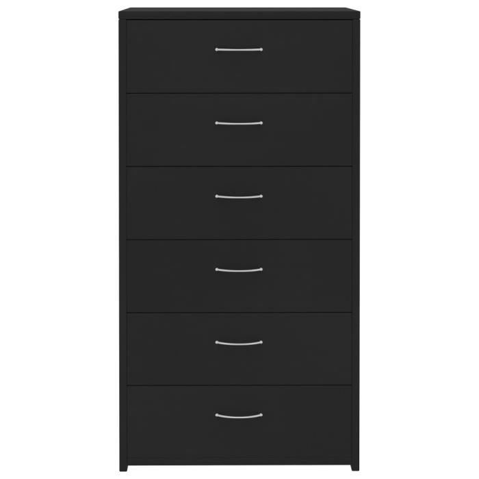 VidaXL Buffet with 6 Drawers Black 50x34x96 Cm Chipboard