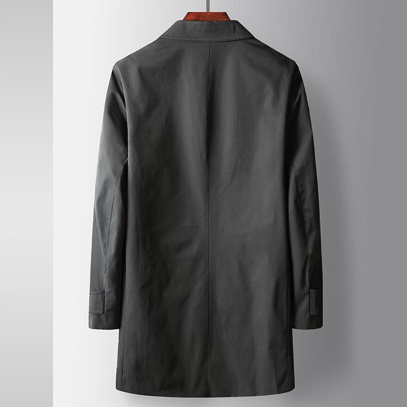 Men's Trench Coat Spring and Autumn Middle-aged and Young People Light Luxury Business Leisure Medium and Long Lapel No-iron Trench Coat