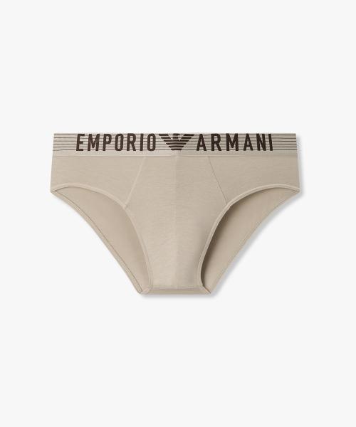 

[Emporio Armani Underwear] Мужские плавки-брифы в полоску 0816111038 [Доставка из Кореи] 100% Оригинал Beige - S