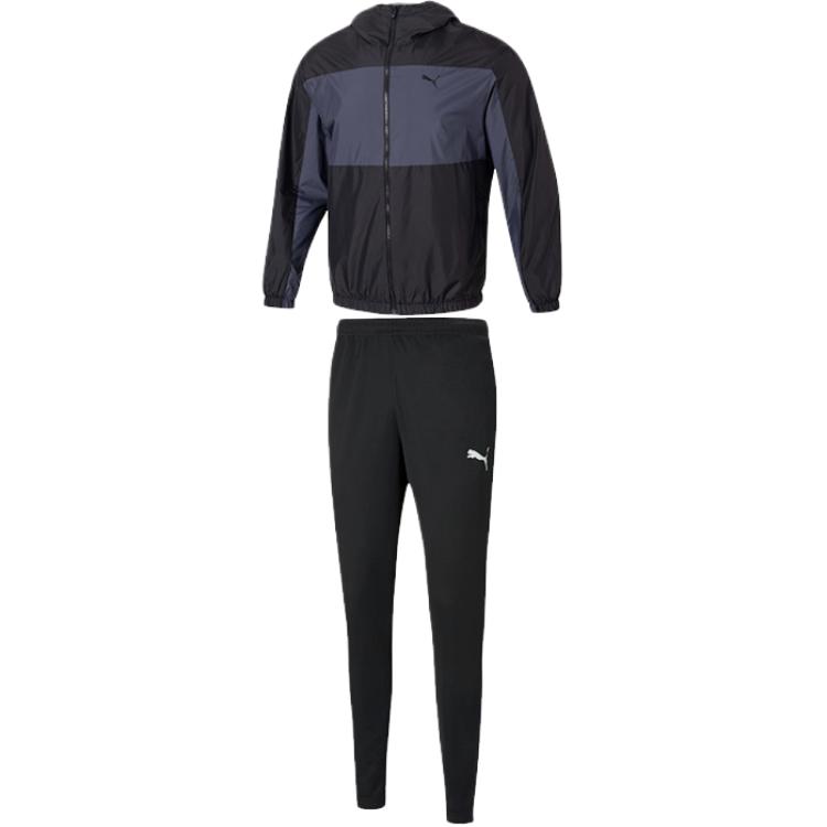 

Puma Windproof Woven Hooded Knit Drawstring Long Pants Casual Sports Suit Men suit 684107-01+657390-03 M