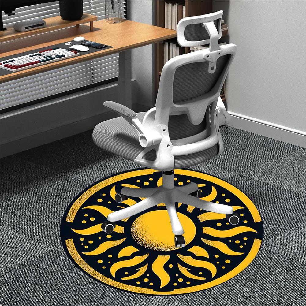 

1PC Sunflower Pattern Chair Carpet for Office, Indoor Non-Slip Washable Carpet, Soft Comfortable Mat For Office Room yy250930224 80cm by 80cm