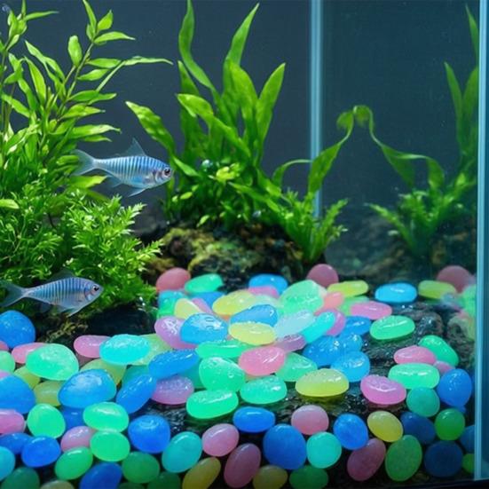 1.5cm Luminous Stones, Glow in The Dark Garden Pebbles, Outdoor Glowing Rocks, Decorative Glowing Pebbles for Pathway Patio Yard Aquarium Fish Tank