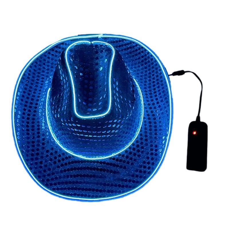 Sparkly Glowing Cowboy Hats Glinting Sequins Panama Hat for Party Halloween