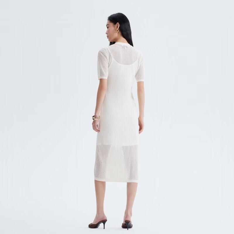 VEROMODA Ribbed V-Neck Midi Dress with Rhinestone Buckle