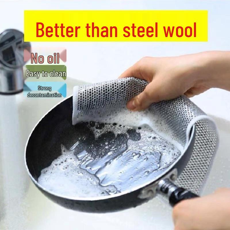Non-Stick Silver Wire Steel Wool Scouring Pad - Double-Sided Dishcloth Substitute