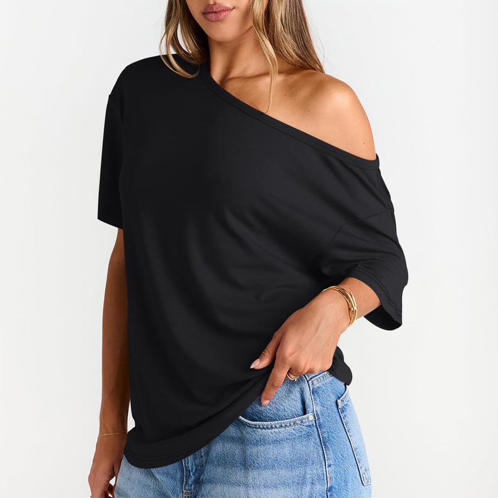 Women's Summer Fashion Strapless T-Shirt Solid Color Short Sleeve Casual Top