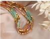 Maillard Reaction Vacation Style Amazonite Crystal Beaded Titanium Steel Necklace
