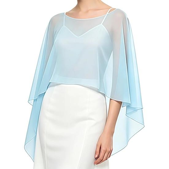 Soft Drape Blouse for Air Conditioned Rooms Women's Shawls And Wraps Evening Dress, Chiffon Shawl, Elegant Sophisticated Office Casual Wear