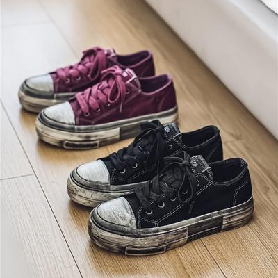 Platform Canvas Shoes Men's New Summer Breathable Versatile Casual Shoes Retro Old Dirty Shoes Boys Board Shoes