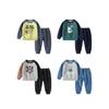 Children's Clothing Spring and Autumn Boys' Blue Sleeve Bear Suit Kids Sweatshirt Sports Pants Two-piece Set Baby Cartoon Pullover