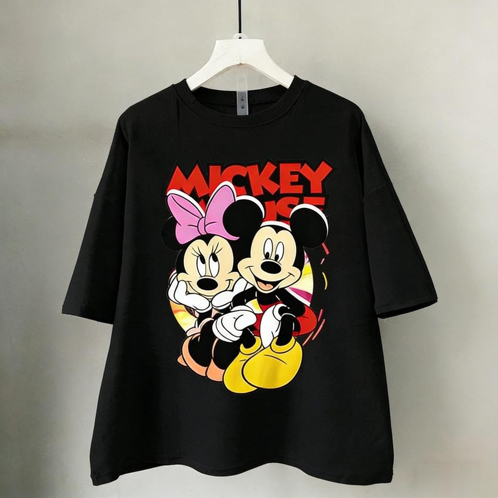 Mickey Minnie Mouse T Shirt Women Man Cotton Short Sleeve Tops Oversized Disney Graphic Tee 2026 Summer Y2k Casual Tops Unisex
