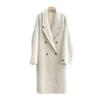 Q576 Albaka camel wool double-sided hand-sewn coat women, long-haired suit collar double-breasted woolen coat
